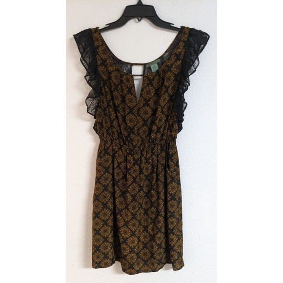 Wmn's Anthropologie MAPLE 100% Silk Medallion Dress with Black Lace Trim/Back XS - Picture 2 of 9